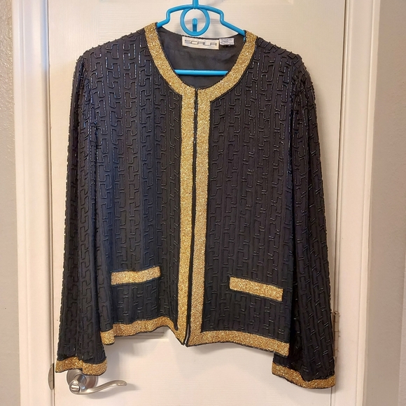 Scala vintage beaded silk top